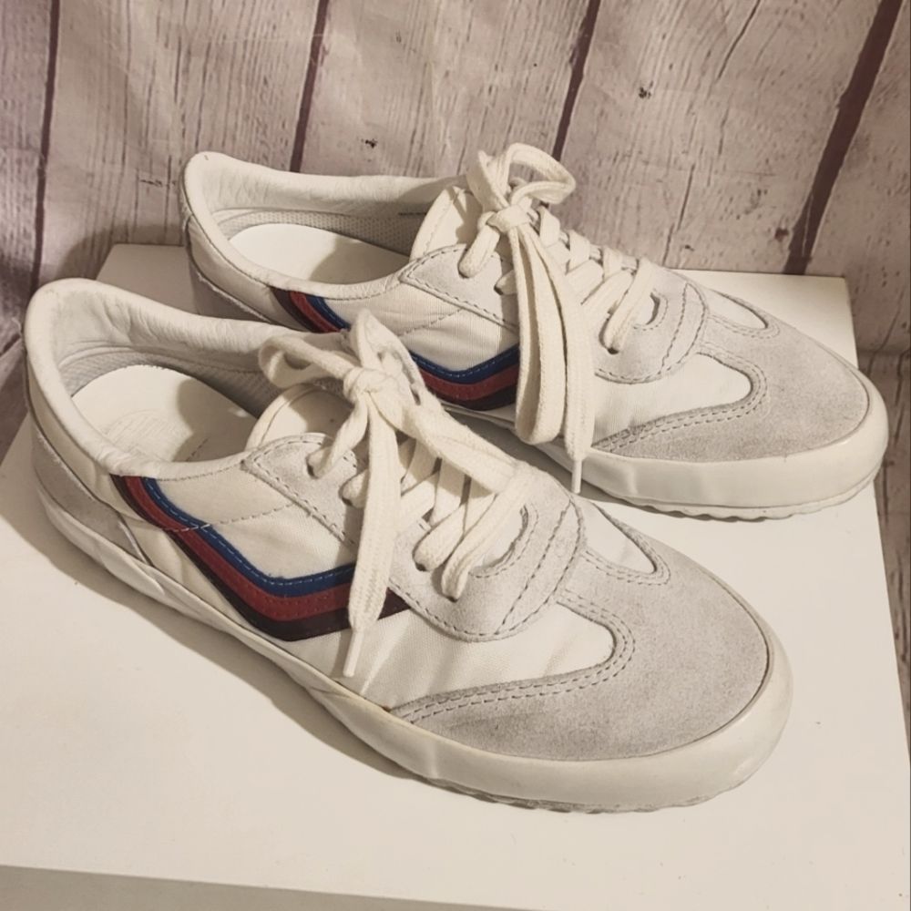 Tory Burch Sport White Suede/Textile Leather Low Top Sneakers Size 7 MSRP  $250